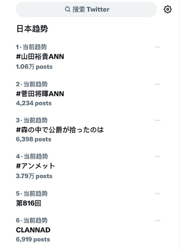 Clannad上X（旧Twitter）trending了