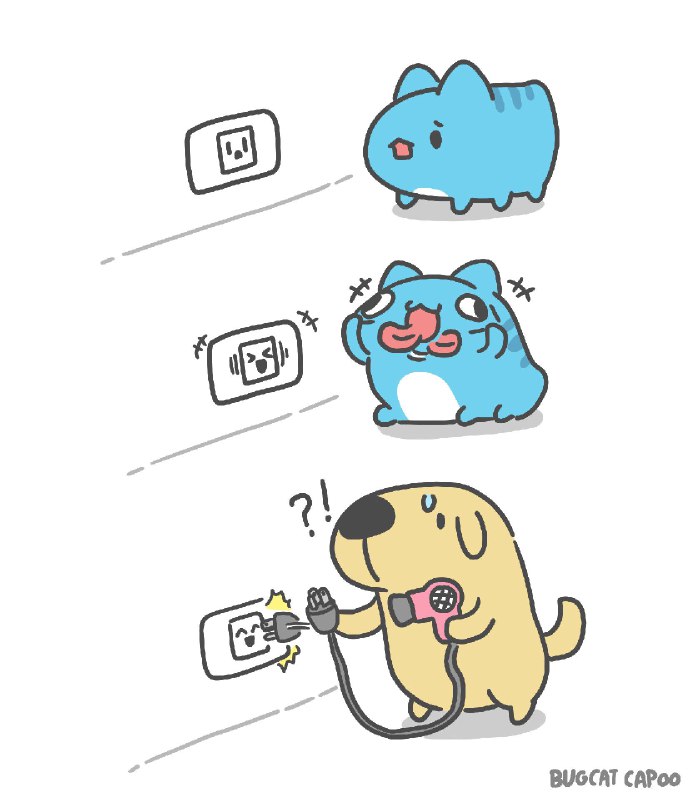 開心的插座Happy socket#カプー #capoo #咖波 #狗狗via Twitter @Bugcat Capoofrom Capoo Subscription