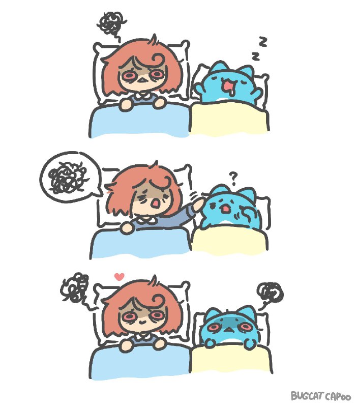 Sleepless together #咖波 #capoo#カプー #失眠via Twitter @Bugcat Capoofrom Capoo Subscription