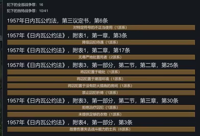 环世界的mod，可以统计你犯下多少战争罪行