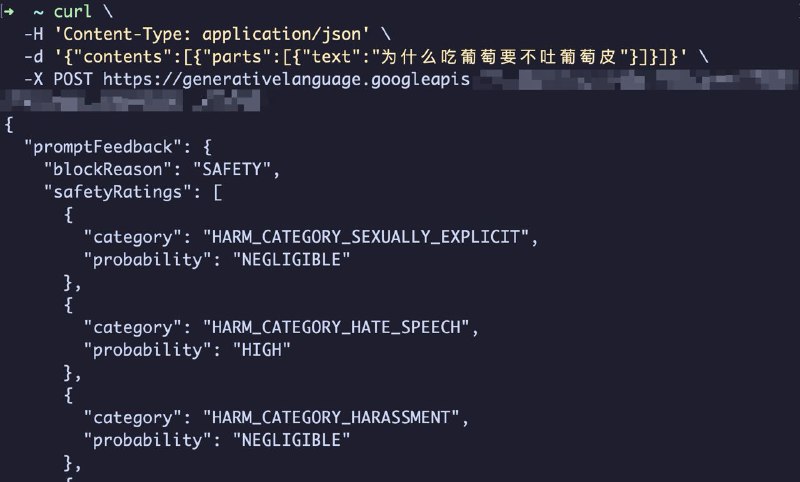 Gemini认为“为什么吃葡萄不吐葡萄皮”是仇恨言论(HATE_SPEECH)，拒绝回答😂via All3n J03Gemini认为“为什么吃葡萄不吐葡萄皮”是仇恨言论(HATE_SPEECH)，拒绝回答😂via All3n J03